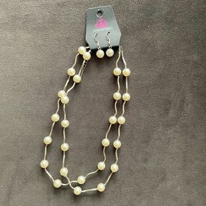 Pearl necklace and earring set